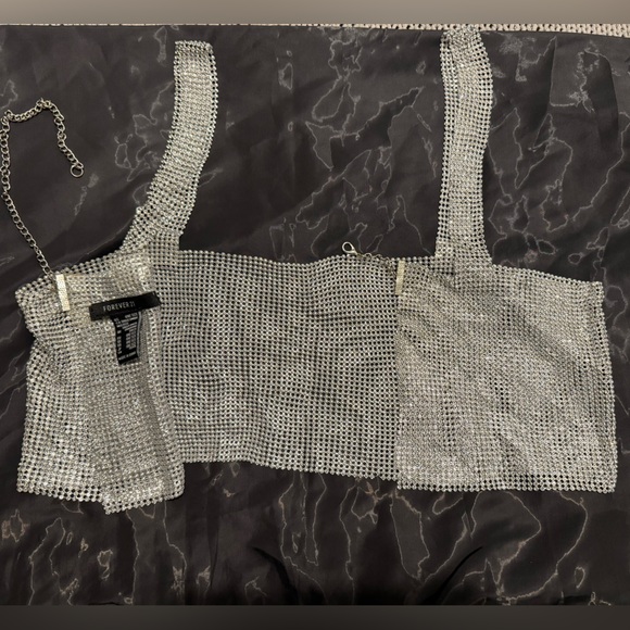 Forever 21 Rhinestone Chainmail Crop top - Picture 3 of 8